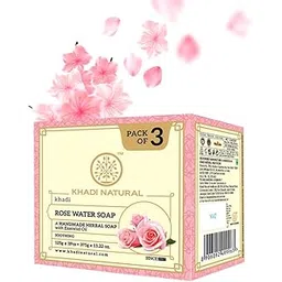 Khadi Natural Ayurvedic Rosewater Handmade Soap| Hyderated & Nourishes Skin| (Pack of 3) (3x125 g) (375g)-picture-19
