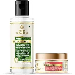 Khadi Organique Complete Skincare Set with Cucumber Neem Aloe Vera face Cleanser & Night Cream for Women Anti Ageing-picture-24