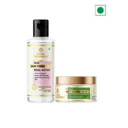 Khadi Organique 2Pcs Khadi Skin Toner With Rose Water 210ml & Anti-Ageing Cream - 50g-picture-17