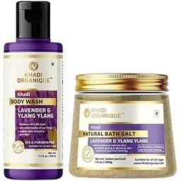 Khadi Organique Lavender Ylang Ylang Body Wash SLS & Paraben Free (210ml) + Lavender & Ylang Ylang Bath Salt (200gm) – Body & Foot Spa Combo | Refreshing Cleanse & Relaxing Aromatherapy-picture-20