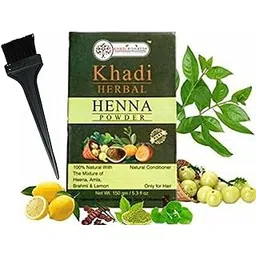 Khadi Rishikesh Ayurvedic Henna Powder 100% Natural With Mix Powder (Mehndi) Control Hair Fall-Natural Hair Colour & Growth-With Amla, Shikakai, Bhringraj, Nembu, Tulsi,Lemon-Herbs Mix Mehandi Powder -HAIR COLOURING BRUSH FREE-150GM- शुद्ध मेंहदी पाउडर (मेहंदी)-picture-12