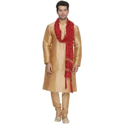 khadija's Art Silk Self Design Maroon Men Dupatta-picture-36