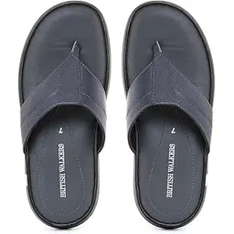British Walkers Navy Leather Casual Flip Flops for Men (9466549)-image-36