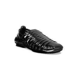 Khadims Men Black Leather Fisherman Sandals-picture-38