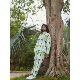 Khajoor Studio White & Green Sundaze Statement Khajoor No.1 Trousers-picture-16