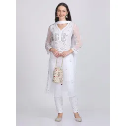 KHAKA Women Ethnic Motifs Embroidered Chikankari Kurta-picture-33