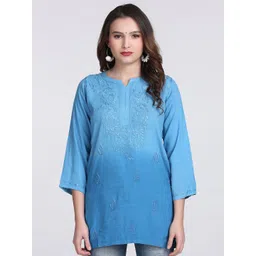 KHAKA Women Ethnic Motifs Embroidered Chikankari Kurti-picture-21