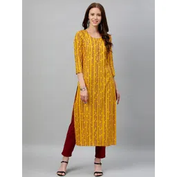 Khalish Women Mustard Viscose Rayon Kurtas-picture-31