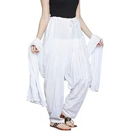 KHEEAA Fashion's Women's Traditional Cotton Patiala Salwar for Women (Free Size; Pack of- 1) with Dupatta (WHITE)-picture-45