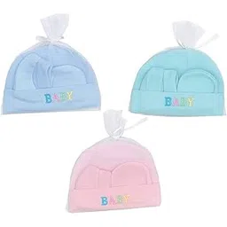 khillayox Cotton Cap Mittens Booties Set for New Born (0-6 Months) | Multicolor Pack of 3 Pairs | Soft & Breathable Accessories for Baby Boy & Girl-picture-37