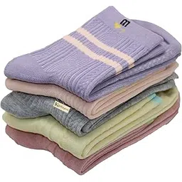 khillayox Killayox Women's Cotton Breathable Ankle Length Socks | Multicolor Comfortable, Anti Microbial Solid Color Socks For Women And Girls Combo of 5_Free Size-picture-51