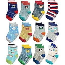 khillayox Pure Cotton Baby Socks - Cute and Colorful Anti-Skid Ankle Length Printed Socks for Kids Toddlers, and Newborns - Breathable, Lightweight, and Ultra Soft - Pack of 6-picture-29