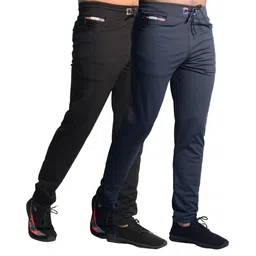 khozi Pack of 2 Men Solid Black, Grey Track Pants-picture-21