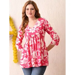 KHUHA Floral Printed V-Neck Empire Kurti-picture-33