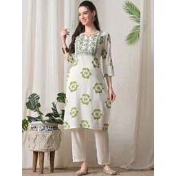 KHUHA Women Floral Printed Thread Work Indie Florals Kurta-picture-17