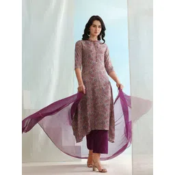 Khushal K Paisley Printed Mandarin Collar Three-Quarter Sleeves Kurta Set-picture-10