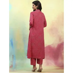 Khushal K Printed Three Quarter Sleeves Shrug Top & Trouser Co-Ords image 4