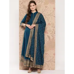 Khushal K Women Ethnic Motifs Printed Empire Kurta with Palazzos & With Dupatta-picture-10