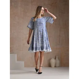 Khushal K Women Floral Printed Cotton Fit and Flare A-Line Dress-picture-15