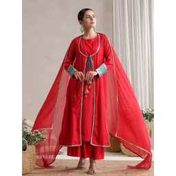 Khushal K Women Solid A-Line Kurta with Sharara & Dupatta-picture-38