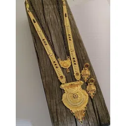 KHUSHBOO PLAST & BANGLES Gold-Plated Beaded Mangalsutra With Earrings-picture-15