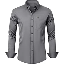 khushi creation with tag line let’s change the world Men Regular Fit Solid Button Down Collar Formal Shirt-picture-21