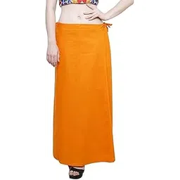 khushi Girl Women's Royal Cotton Readymade Petticoat for Saree (Size-Medium) Color-Orange-picture-52