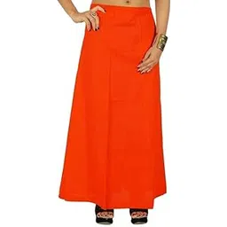 khushi Girl Women's Royal Cotton Readymade Petticoat for Saree (Size-XLarge) Color-Dark Orange-picture-49