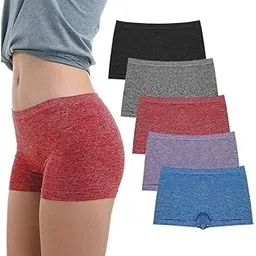 khwaish store Women's Boyshort Panties Seamless Nylon Underwear Stretch Boxer Briefs (3 Pack)-picture-31