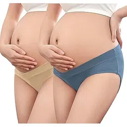 khwaish store Women’s Cotton Maternity Underwear Prego High Waist Soft Stretchable Comfy Cotton Maternity Pregnancy Panty |Multicolor (Pack of 2)-picture-55