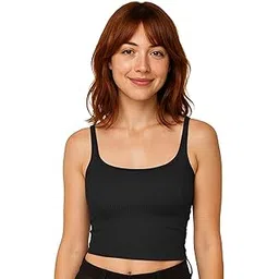 khwaish store Women's Ribbed Cropped Tank Top, Sleeveless Scoop Neck Fitted Camisole | Soft Fabric Everyday Breathable Cami Top-picture-33