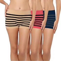 khwaish store Women's Striped Boyshort Underwear Panties, Multicolor. Size (28 Till 32)_ Pack of 3-picture-32