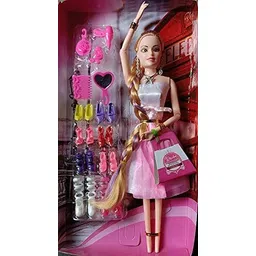 khyali Long Hair pretty Doll Set with Moveable Joint & Other Ornaments ( Pack of 1)-picture-14