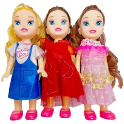 khyali Realistic Three Sister Dolls with Fancy Dress & Movable Body Parts for Kids|132-picture-24