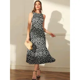 KI STUDIO Animal Print Fit & Flare Midi Dress-picture-41