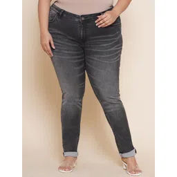 Kiaahvi by JOHN PRIDE Women Plus Size Heavy Fade Mid-Rise Stretchable Jeans-picture-40