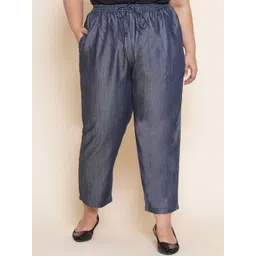 Kiaahvi by JOHN PRIDE Women Plus Size Loose Fit Pleated Pure Cotton Trousers-picture-10