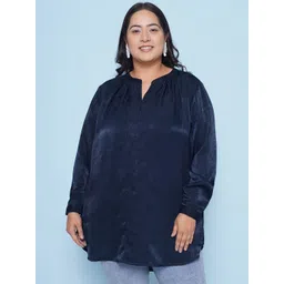 Kiaahvi by JOHN PRIDE Women Solid Mandarin Collar  Top-picture-28