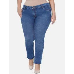 Kiaahvi Plus Size Blue Skinny Fit Mid Rise Jeans-picture-15