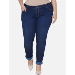 Kiaahvi Plus Size Blue Skinny Fit Mid Rise Jeans-picture-44