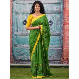 KIAARON Floral Pure Cotton Block Print Saree-picture-25