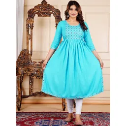 KIAARON Women Ethnic Motifs Embroidered Mirror Work Maternity Kurta-picture-10