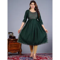 KIAARON Women Ethnic Motifs Embroidered Mirror Work Maternity Kurta-picture-11