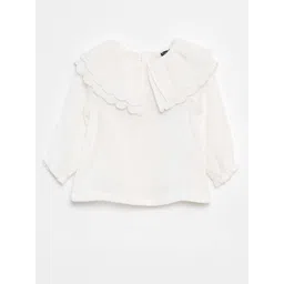 KIABI Girls Above the Keyboard Collar Puff Sleeves Pure Cotton Shirt Style Top-picture-58