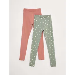 KIABI Girls Pack Of 2 Ribbed Ankle Length Leggings-picture-32