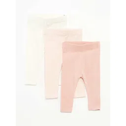 KIABI Infant Girls Pack Of 3 Cotton Stretchable Ankle-Length Leggings-picture-24