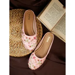 kiana house of fashion Kiana Women Embellished Embroidered Canvas Mules-picture-25