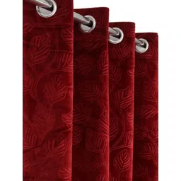 Kiara Creations Maroon Set of 2 Floral Room Darkening Window Curtain-picture-36