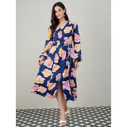 Kibo Floral Print Crepe Fit & Flare Midi Dress-picture-19