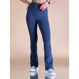 KICA Women High Waist Cotton Side Slit Flared Track Pants-picture-13